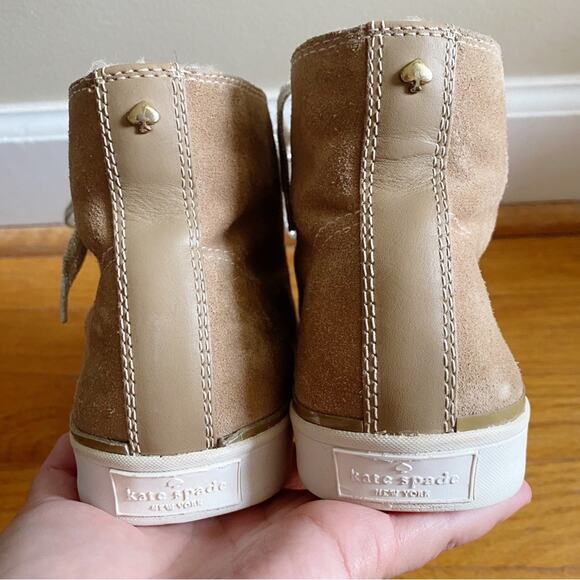 Kate Spade | Lendal High Top Sneakers Shoes Lace-Up Suede Sherpa Tan Size 7 - Picture 9 of 10